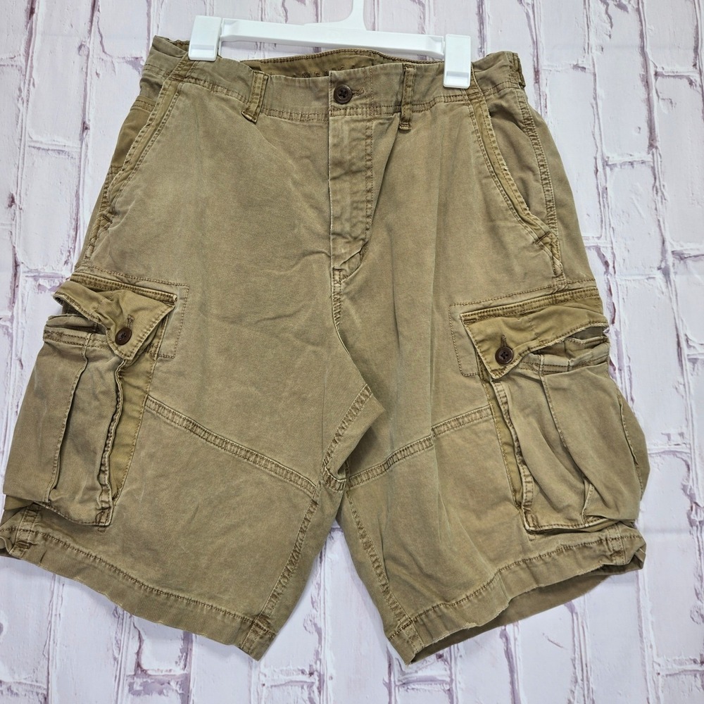 American Eagle Cargo Shorts Tan Next Level Flex Y2K Khaki Baggy Beige Mens 36